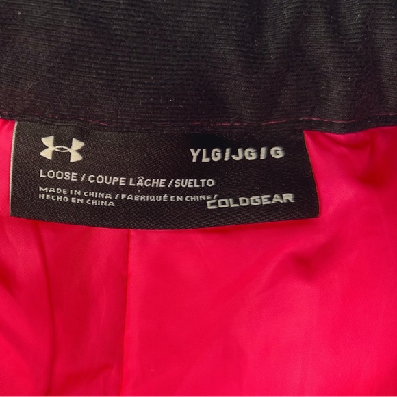 UNDER ARMOUR PINK/PURPLE TIE DYE WATER REPELLENT COLDGEAR LARGE YOUTH SKI PANTS - Picture 3 of 4